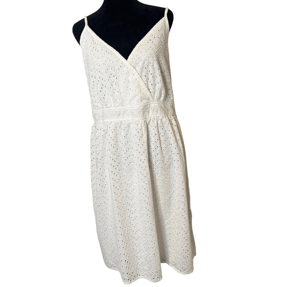 Lane Bryant White Cotton Eyelet Dress Size 24 Cottagecore‎ Coastal Embroidered